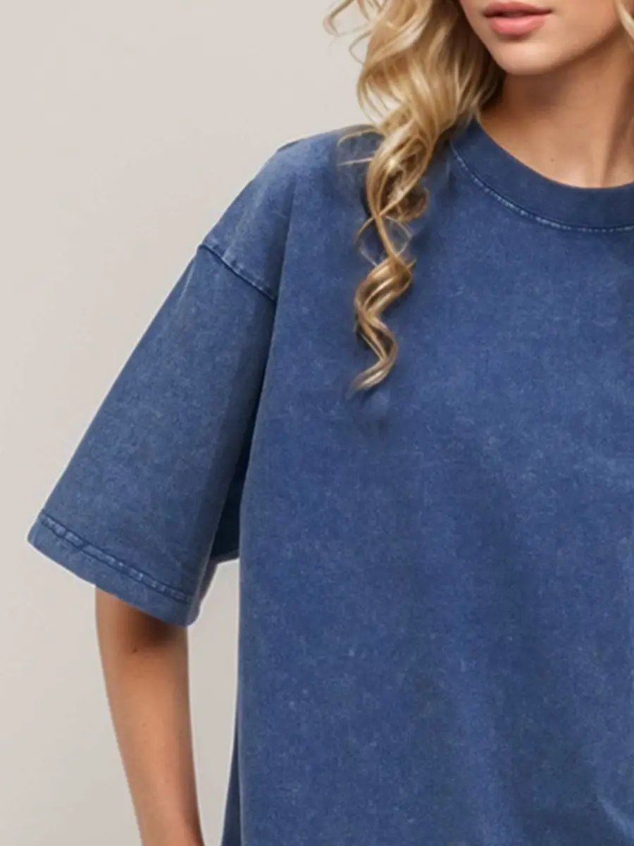 Basic Bae Round Neck Half Sleeve T-Shirt for Women - Love Salve